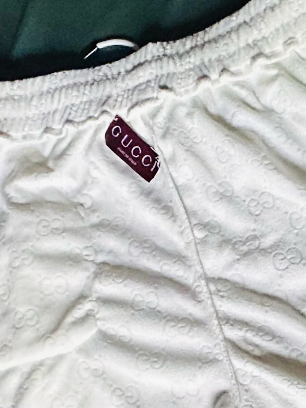 Gucci White Athletic Shorts with Red & Navy Side Stripes